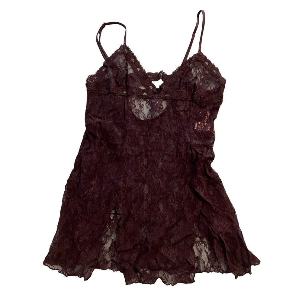 Frederick’s of Hollywood Sheer Black Lace Babydoll Slip Dress Lingerie